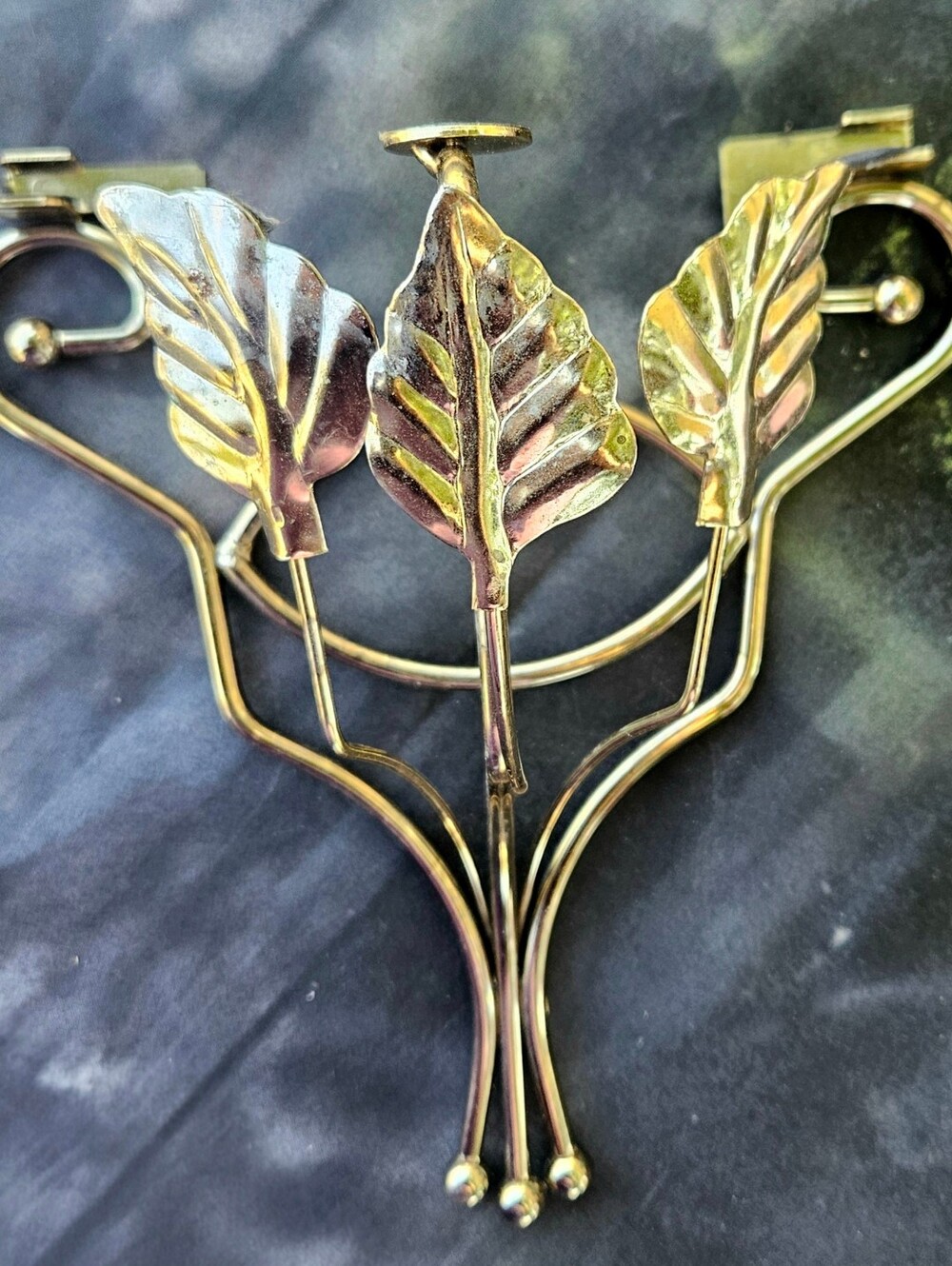 Source Unknown Gold Leaf Wall Hook Trio